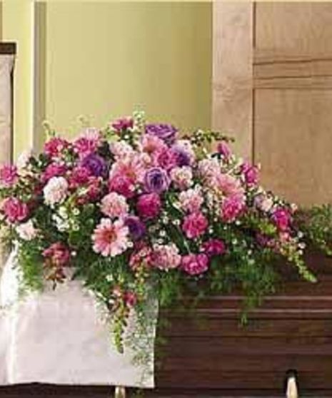 Sympathy Casket Spray in Shades of Pink